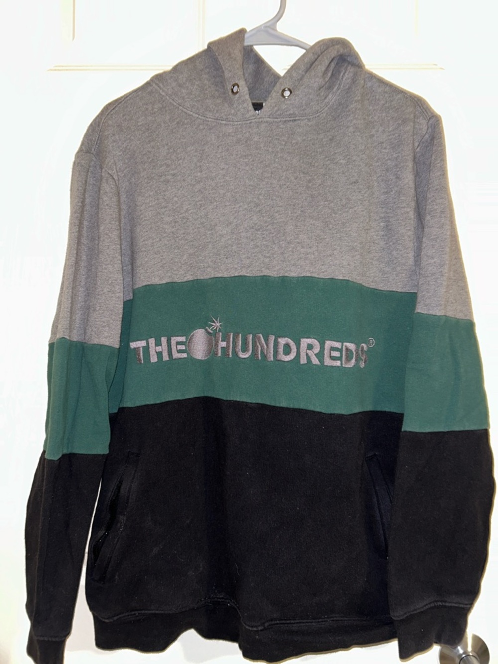 The Hundreds Grey Green Black Colorblock Pullover Hoodie